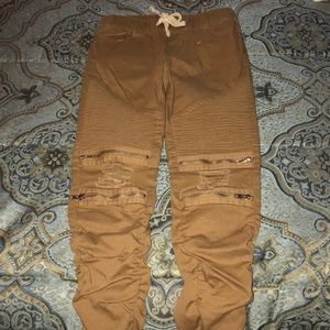 Beige ruched Joggers